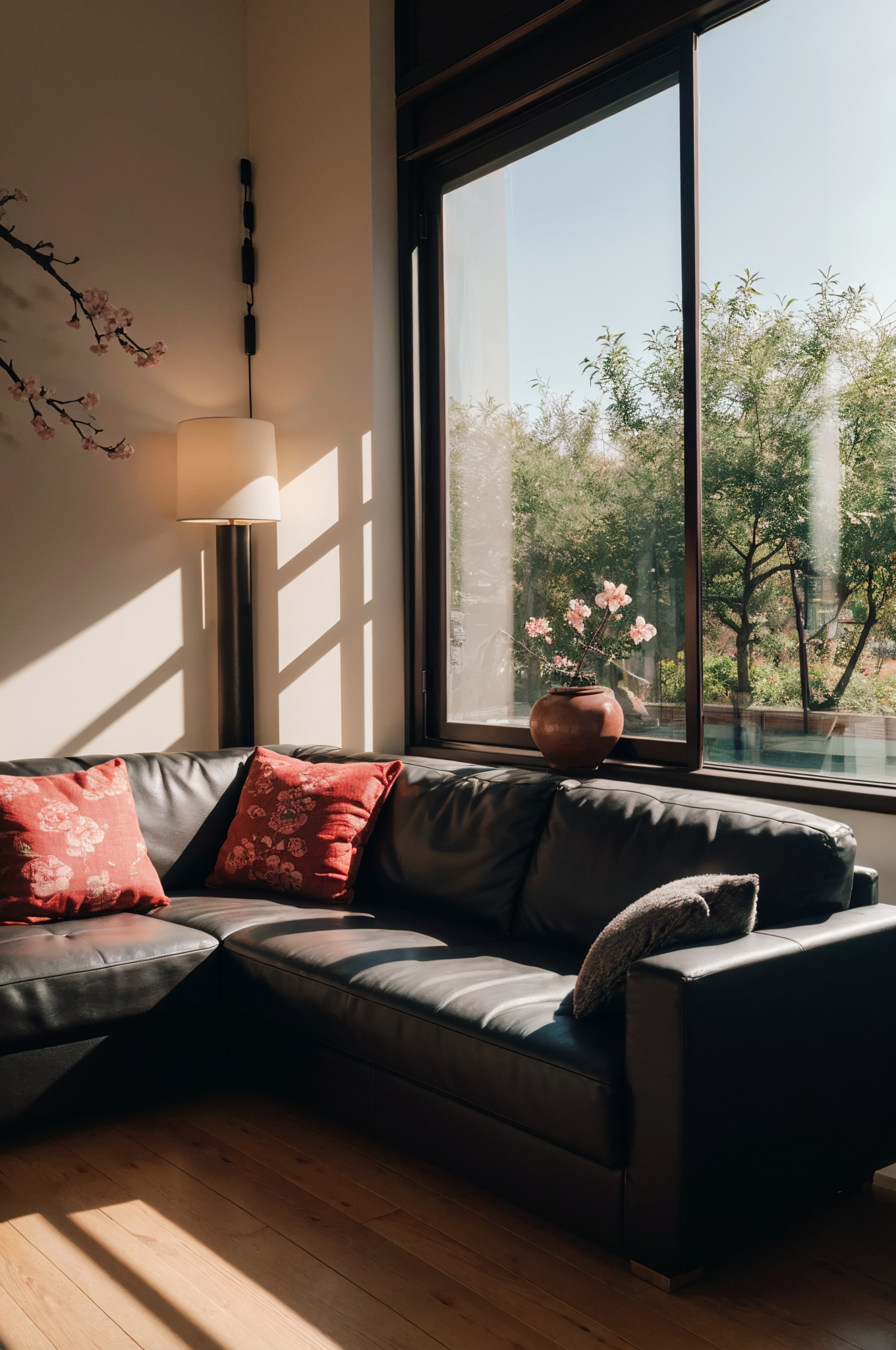06526-69898435-bck,simple backgroud,background image,indoors,sofa,a table,window,sunlight,flash,(Chinese style),plum blossom potted plant,photo.png